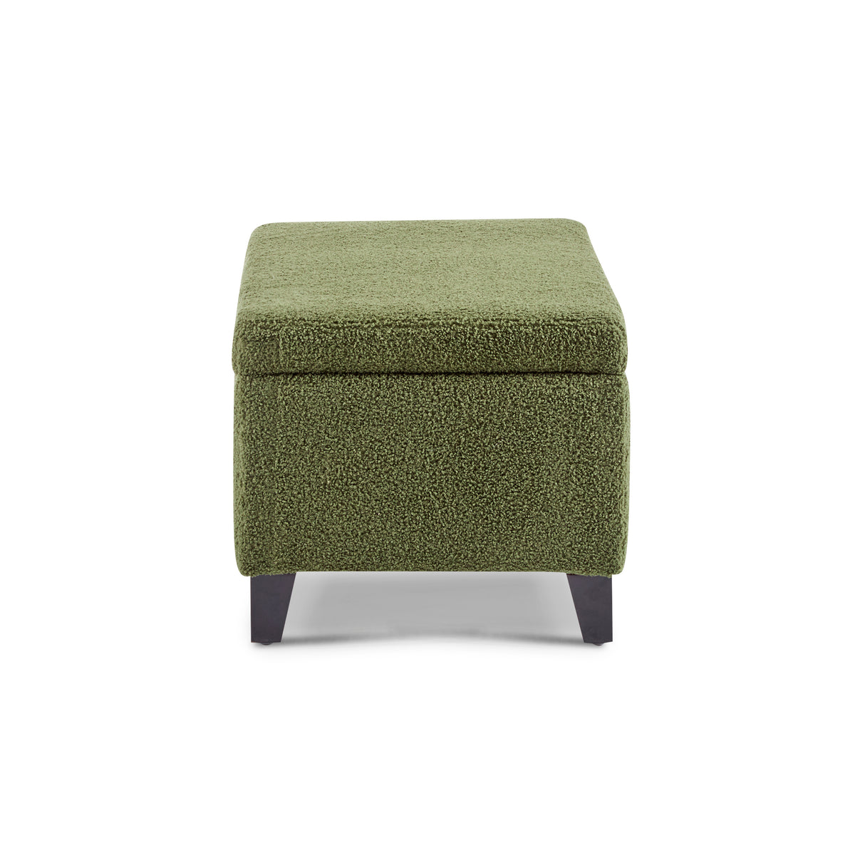 Storage Ottoman with Flip-Top Lid, Easy Assembly, Boucle Fabric & Rubber Wood Legs