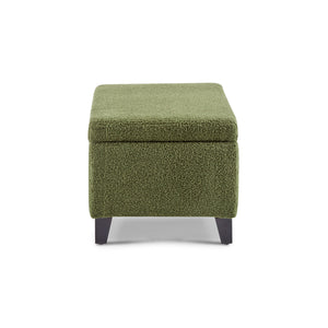 Storage Ottoman with Flip-Top Lid, Easy Assembly, Boucle Fabric & Rubber Wood Legs
