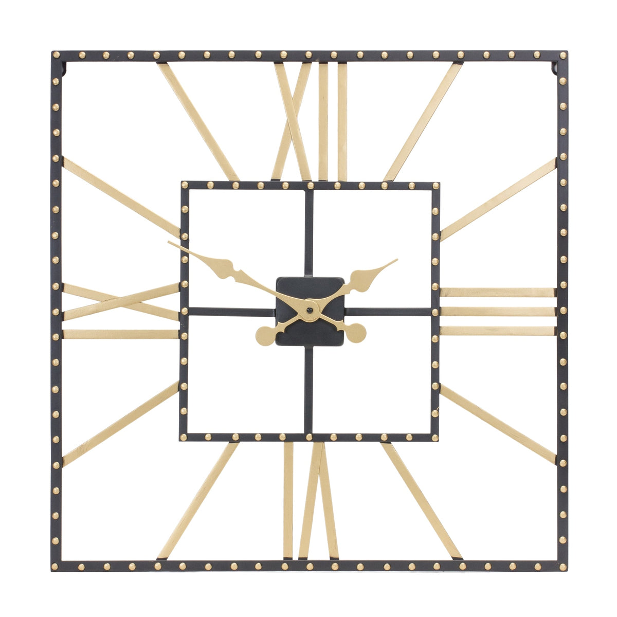 Metal square wall clock with roman numberals 23.5"sq