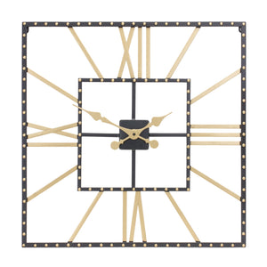 Metal square wall clock with roman numberals 23.5"sq