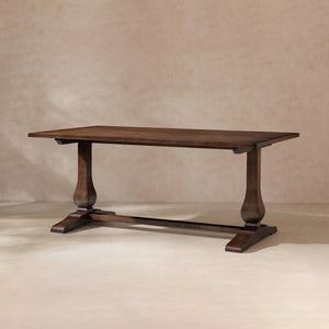Whitmore 72-Inch Trestle Dining Table, Dark Brown Reclaimed Pine