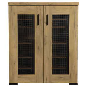 Door Accent Cabinet With Screens - Brown