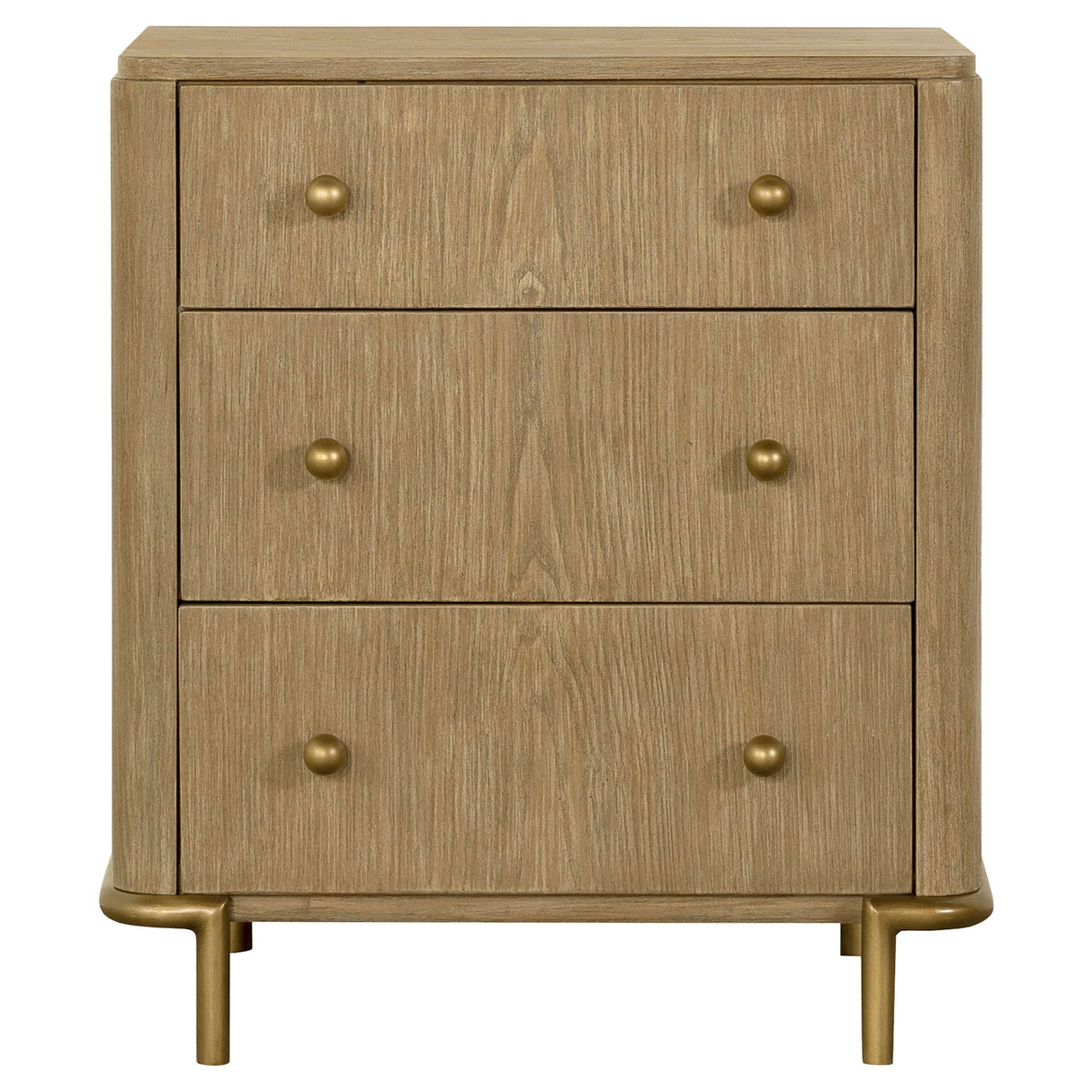 3 Drawer Nightstand With USB Ports - Brown