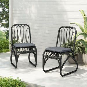 Outdoor Wicker Dining Chairs With Washable Cushion (Set of 2) - Best Buy Furniture