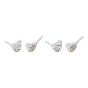 Floral etched bird figurine (set of 4)