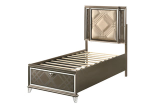 Skylar - Full Bed With LED & Storage - Dark Champagne - Best Buy Furniture