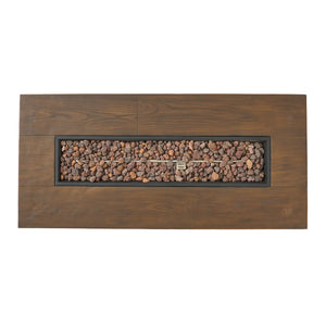 Transitional Rectangular Outdoor Propane Fire Pit With 50, 000 Btu