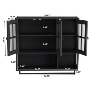 3 Door Wall Cabinet With Glass Door And Towel Bar