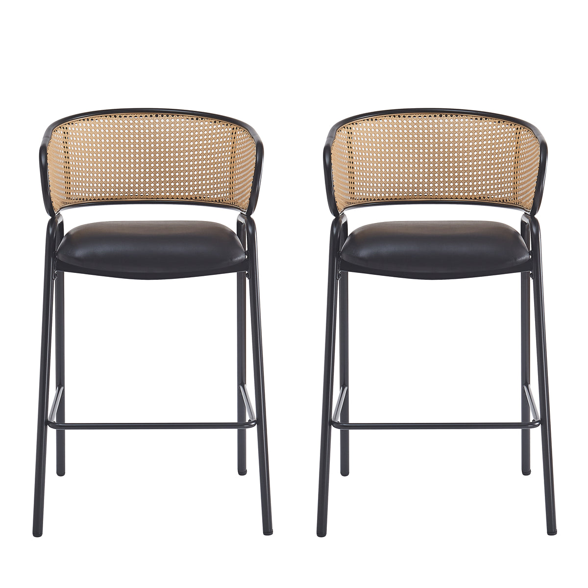 Ethan Indoor Metal Upholstered Barstool Set of 2