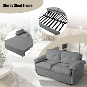 Convertible Pull Out Sofa Bed Queen Size, 3 In 1 With Side Storage