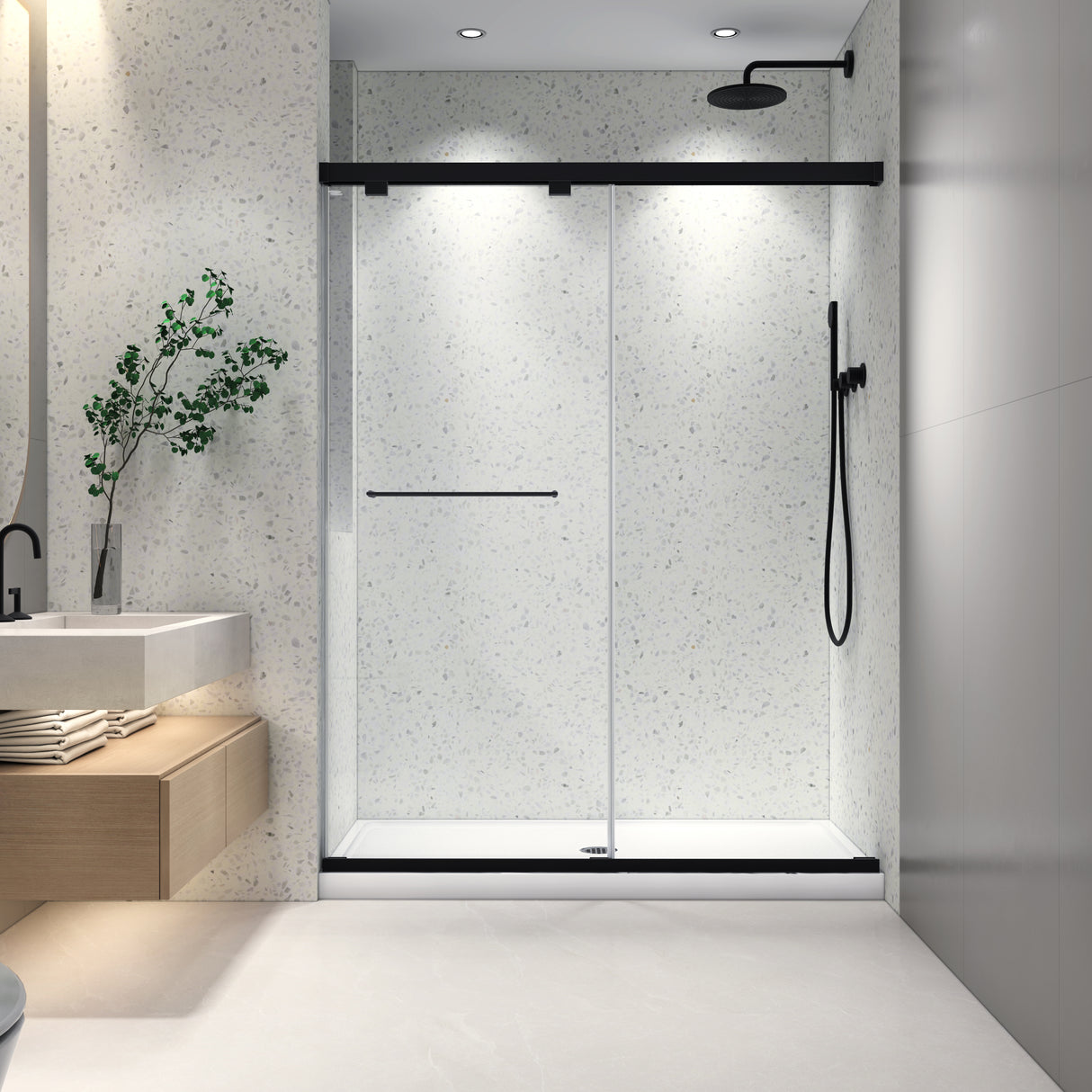 6076 Inch North American Frameless Double Sliding Matte Shower Door