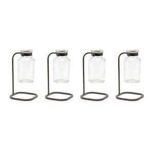 Bottle Vase in Iron Stand (Set of 4)