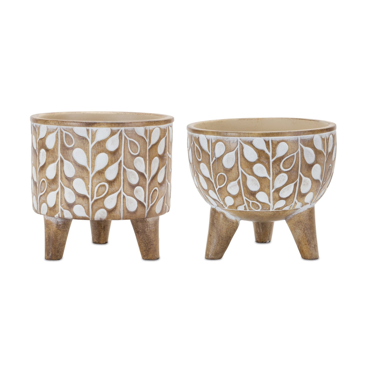 Leaf-print-planter-with-legs-(set-of-2)-Pots-&-Planters