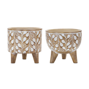 Leaf-print-planter-with-legs-(set-of-2)-Pots-&-Planters