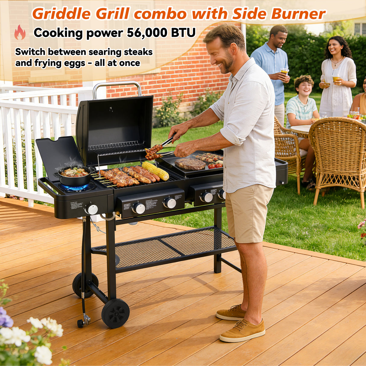 All-in-One Propane Gas Grill with Grilling & Griddling Functions