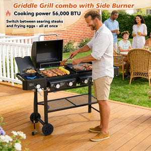 All-in-One Propane Gas Grill with Grilling & Griddling Functions