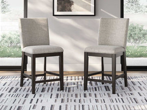 Neymorton - Upholstered Barstool (Set of 2) - Dark Grayish Brown - Best Buy Furniture