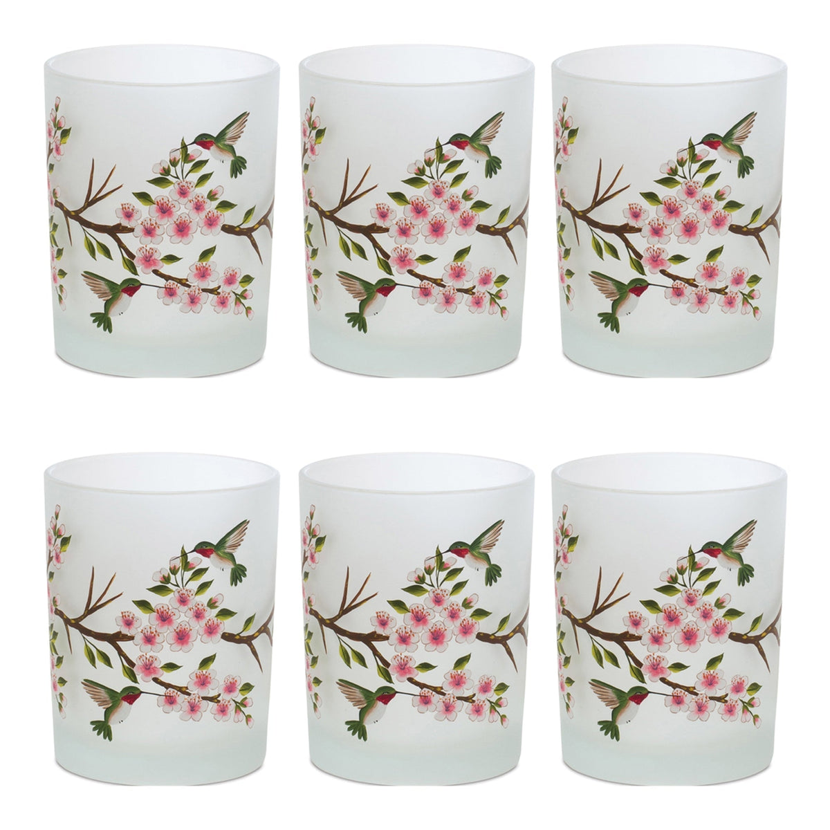Glass Hummingbird Votive Candle Holder (Set of 6)