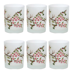 Glass Hummingbird Votive Candle Holder (Set of 6)