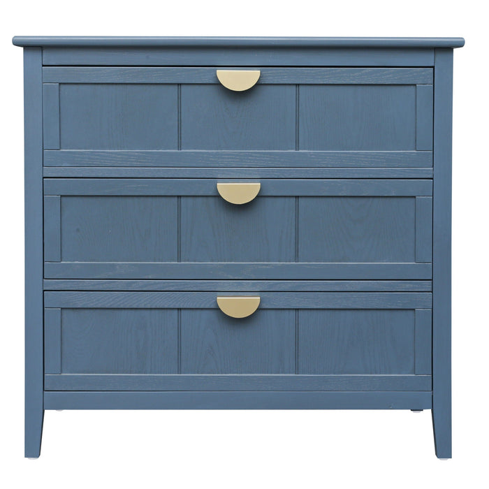 Classic 3 Drawer Cabinet with Hand-Stained Finish - Blue