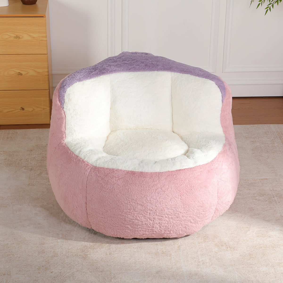 Oversized Multicolor Faux Fur Bean Bag Chair