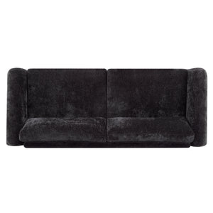 89"L Sofa with Chenille Fabric and Wooden Legs