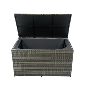 Outdoor Storage Box, Wicker Patio Deck Boxes With Lid, Outdoor Cushion Storage For Kids Toys, Pillows, Towel, Wicker