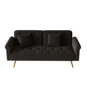 Luxurious Sofa Bed With Nail Head Trim And Matching Pillow