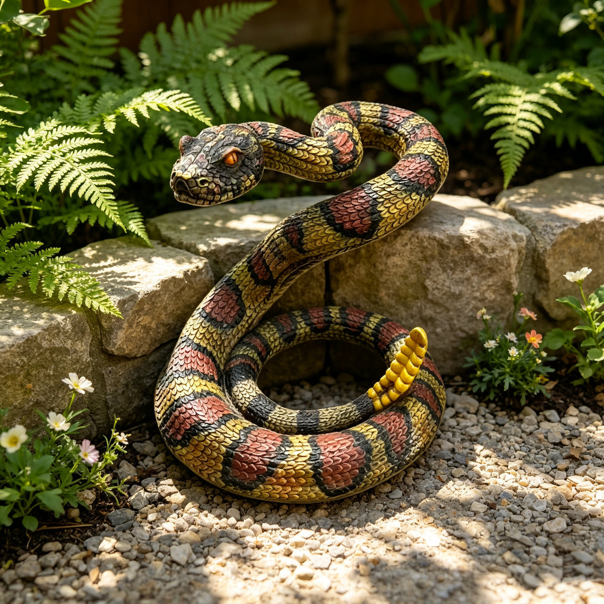10'' Western Diamondback Rattlesnake Statue