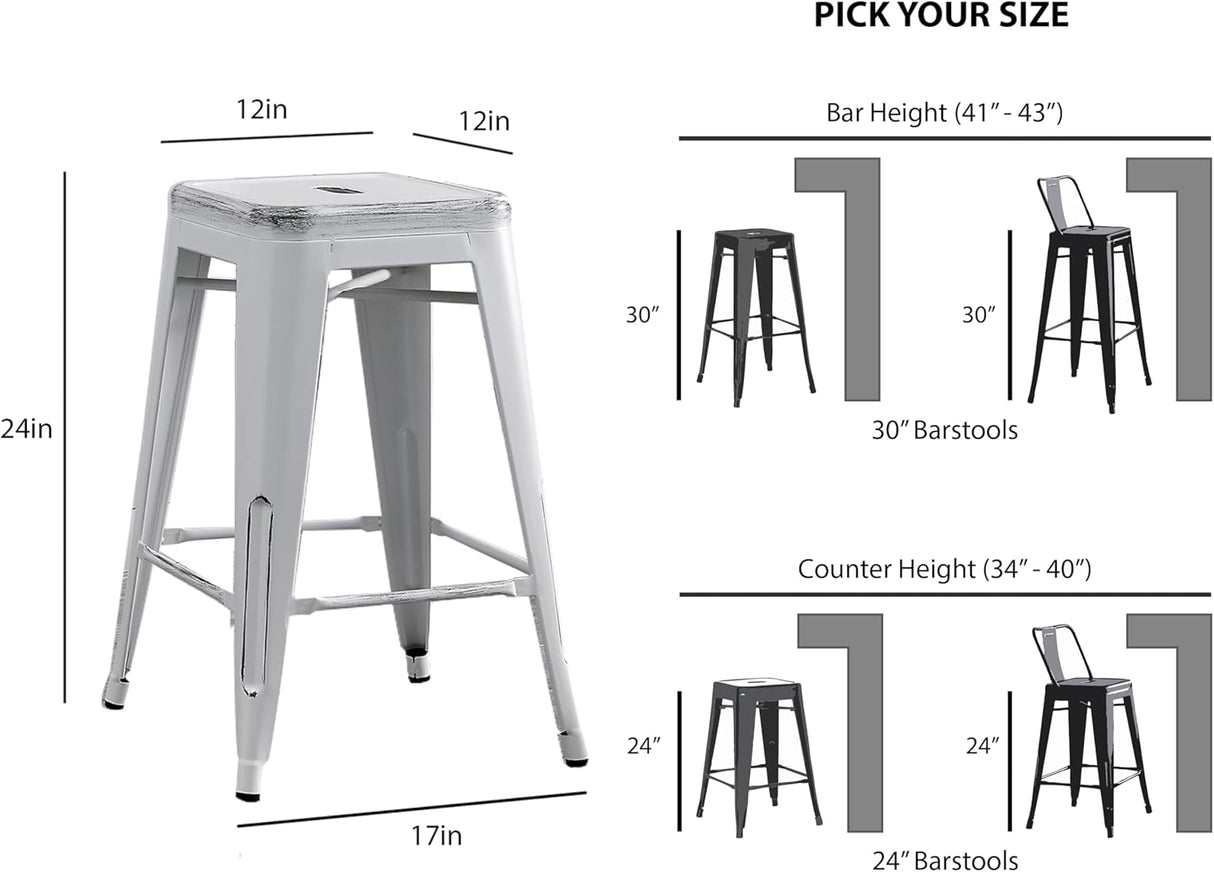 Backless Modern Industrial Bar Stools (Set of 2)