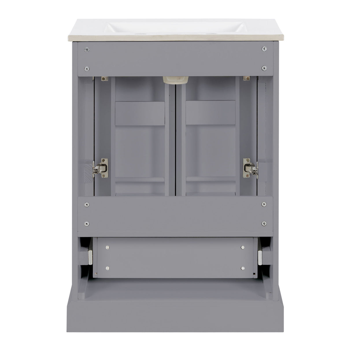 Bathroom Vanity With Sink, 1 Divided Drawer And 2 Soft Close Doors With Double Shelf