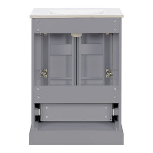 Bathroom Vanity With Sink, 1 Divided Drawer And 2 Soft Close Doors With Double Shelf