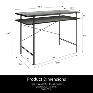 Vance Computer Desk With Fluted Glass Desktop - Black