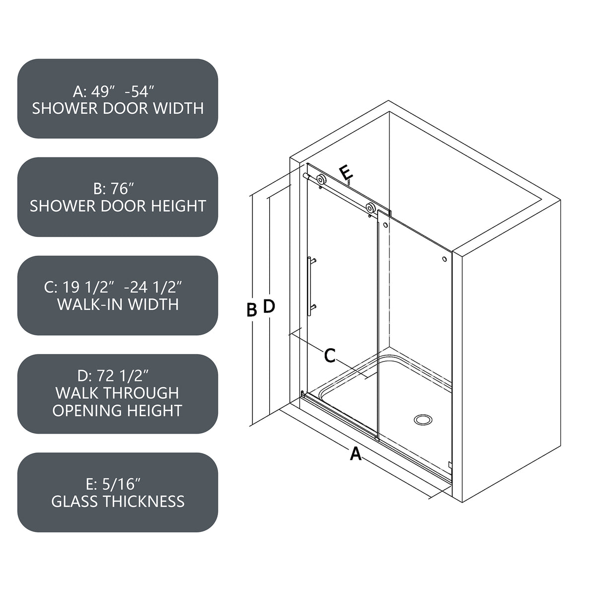 5476 Tempered Glass Shower Door