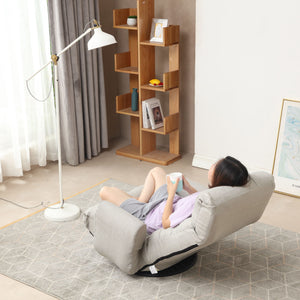 Modern With Metal Frame Swivel Game Lounge Chair With Adjustable Headrest And Waist Support, 360 Degree Rotatable Leisure Chair For Living Room - Gray