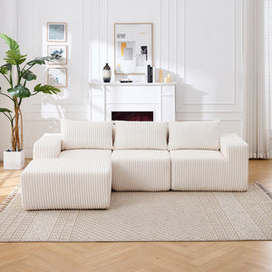 L-Shape Modern Minimalist Modular Sectional Sofa with Deep Seats