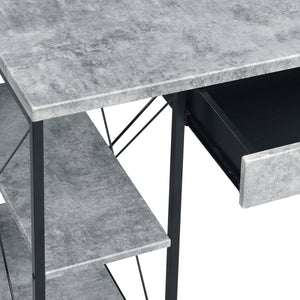Grey and Black Desk with Drawer - Wood and Metal