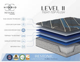 Restonic comfort care 14' hybrid mattress, individual pocketed coil mattress , medium comfort
