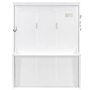 Murphy Bed With Desk, LED Lights & USB Charging Station