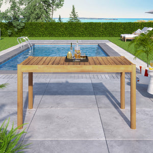 Classic Patio Dining Table, Acacia Wood - Light Teak - Best Buy Furniture