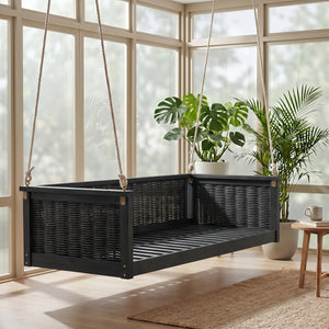 TOPMAX Outdoor Classic Solid Wood Twin Size Swing Bed