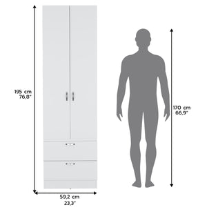 Armoire Wardrobe 76" H, Hanging Rod, 2 Drawers, 1 Shelf