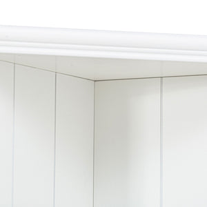 Retro Style Wall Suit With Glass Doors, 75.25" Tall Display Cabinets & Triangle Sided Bookshelves - White