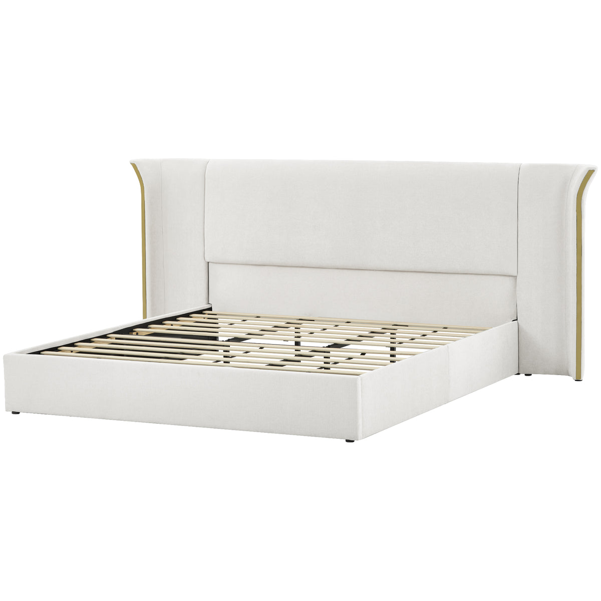 King Size Luxury Wing‑Back Upholstered Bed Frame