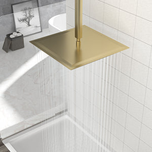 16" Square Rainfall Shower Head Fixed Wall Mount With Full Body Coverage & Self Cleaning Silicone Nozzles