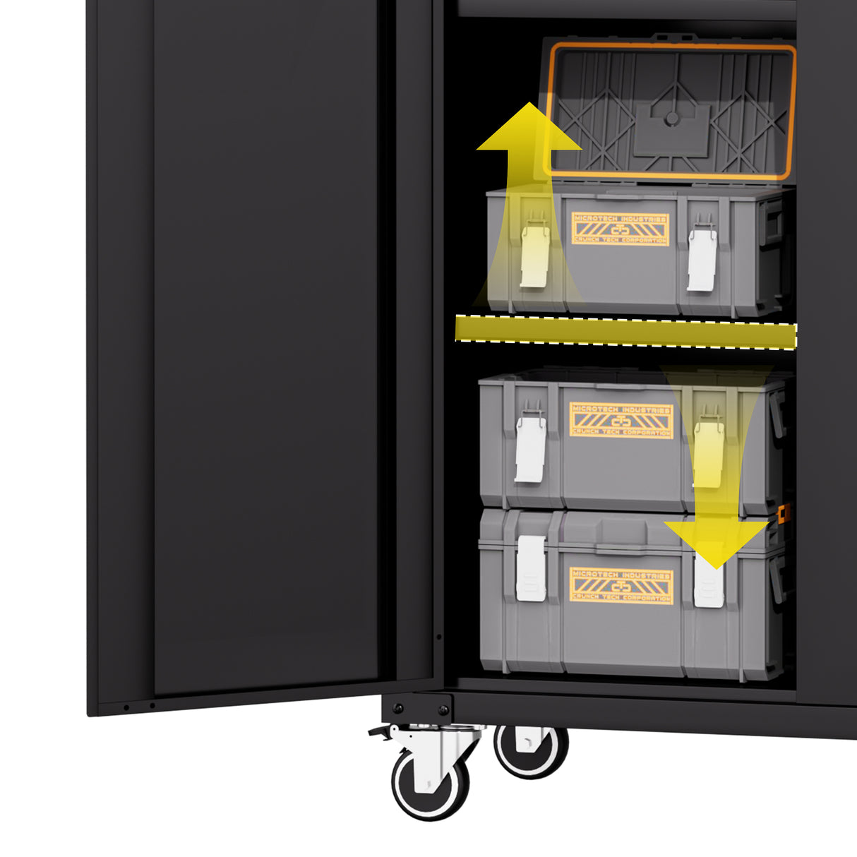 71" All-Black Metal Garage Storage Cabinet with Wheels