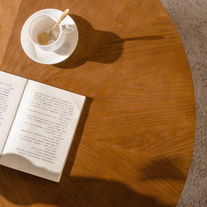 Round Retro Coffee With Solid Wood Legs
