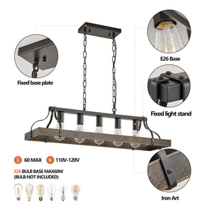 34-Inch Black and Gold Vintage Pendant Light