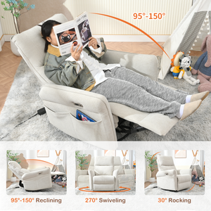 270° Power Swivel Rocker Recliner Chair for Adults