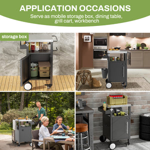 Outdoor Grill Cart with Patio Furniture and Storage